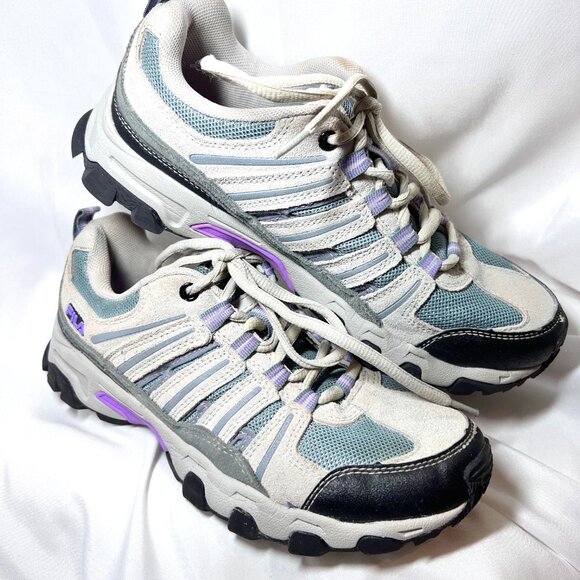 Fila Shoes - Fila Day Hiker-Women's Low Top Leather Gray, Purple & Black Sneakers-Sz 7 1/2